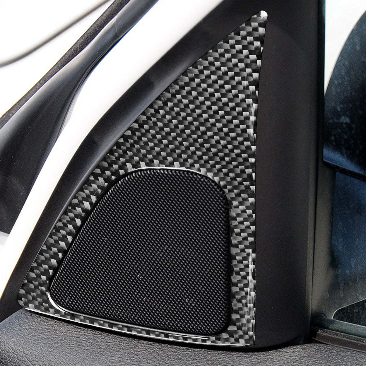 YDSSTORE Carbon Fiber  Inner Door Panel Loudspeaker Horn Speaker Frame Decoration Sticker (2pcs) | Interior Trim Accessories for BMW X1 E84 (2013-2015)-autoydsstore