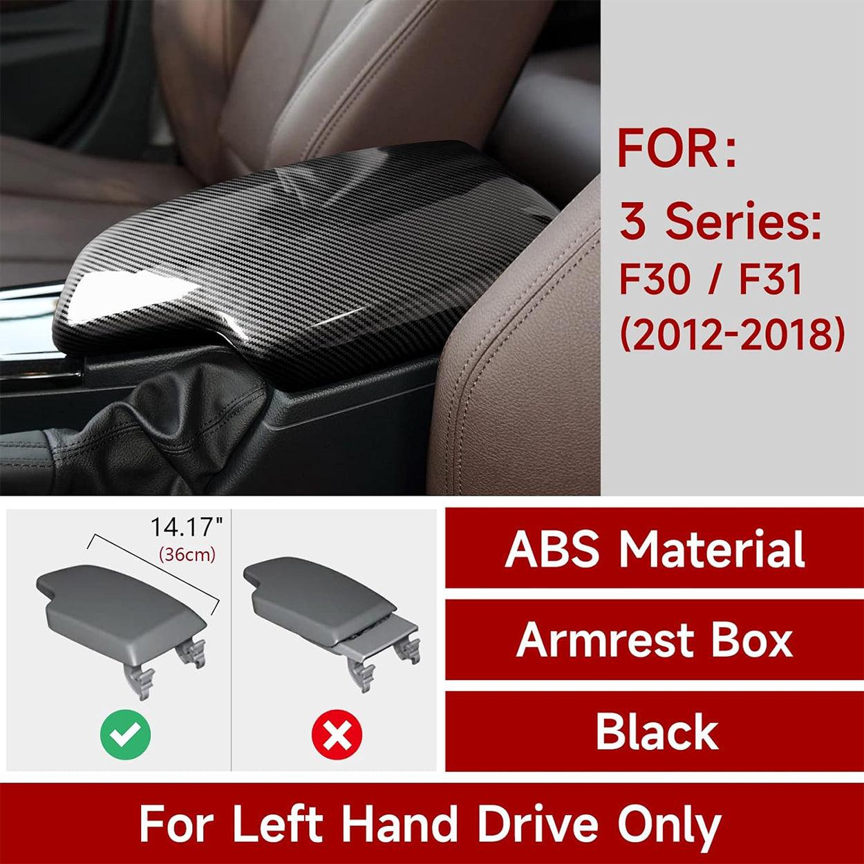 Car Armrest Cover Lid Storage Box Carbon Color ABS Trim fits for BMW F30 2012 2013 2014 2015 2016 2017 2018 2019 Accessories-autoydsstore