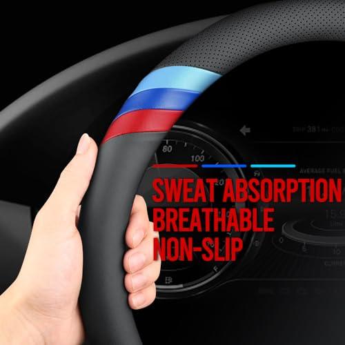 Nappa Leather Slim Stylish Steering Wheel Cover for BMW Steering Wheel Cover Interior Conversion (Black)-autoydsstore
