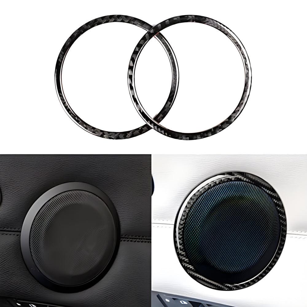 YDSSTORE  Real Premium Carbon Fiber Car Door Speaker Ring Cover Interior Trim Compatible with BMW 3 Series E90 E92 E93 325i 328i 330i 335i M3 2006 2007 2008 2009 2010 2011 2012 2013 Accessories Black-autoydsstore