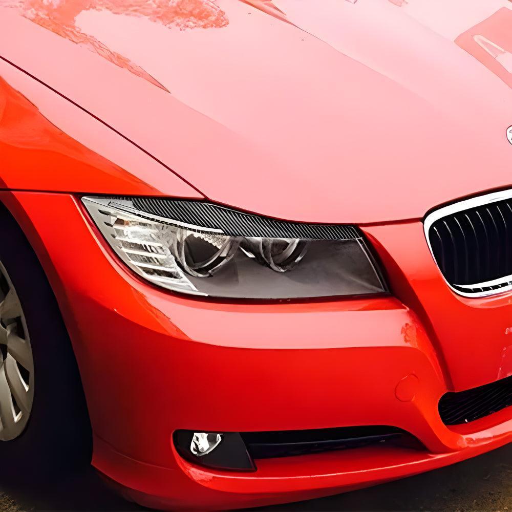 YDSSTORE  Real Premium Carbon Fiber Car Headlight Eyebrow Cover Headlamp Eyelid Trim Compatible with BMW 3 Series E90 2009-2012 Exterior Accessories Black-autoydsstore