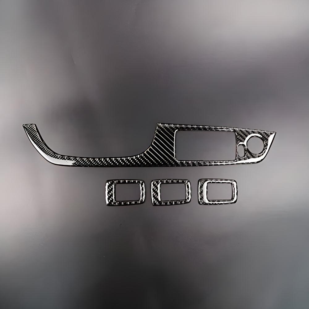 YDSSTORE Real Premium Carbon Fiber Car Window Lift Switch Panel Cover Interior Trim Compatible with BMW 3 Series E90 325i 328i 330i 335i 2006-2012 Accessories Black - 378mm Without Folding Button 4PCS-autoydsstore