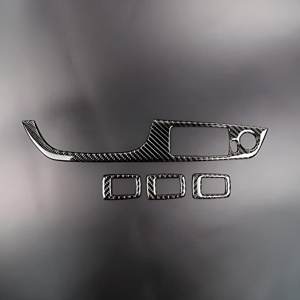 YDSSTORE Real Premium Carbon Fiber Car Window Lift Switch Panel Cover Interior Trim Compatible with BMW 3 Series E90 325i 328i 330i 335i 2006-2012 Accessories Black - 378mm Without Folding Button 4PCS-autoydsstore