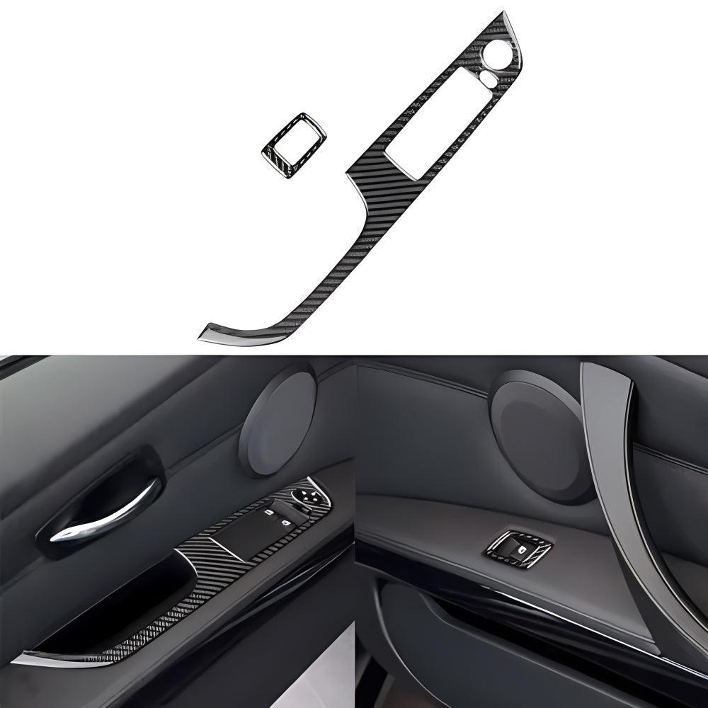 YDSSTORE Real Premium Carbon Fiber Compatible with BMW 3 Series E92 E93 2006-2012 2007 2008 2009 2010 2011 Coupe Convertible Accessories Car Window Lift Switch Panel Cover Interior Trim 2PCs Black-B-autoydsstore