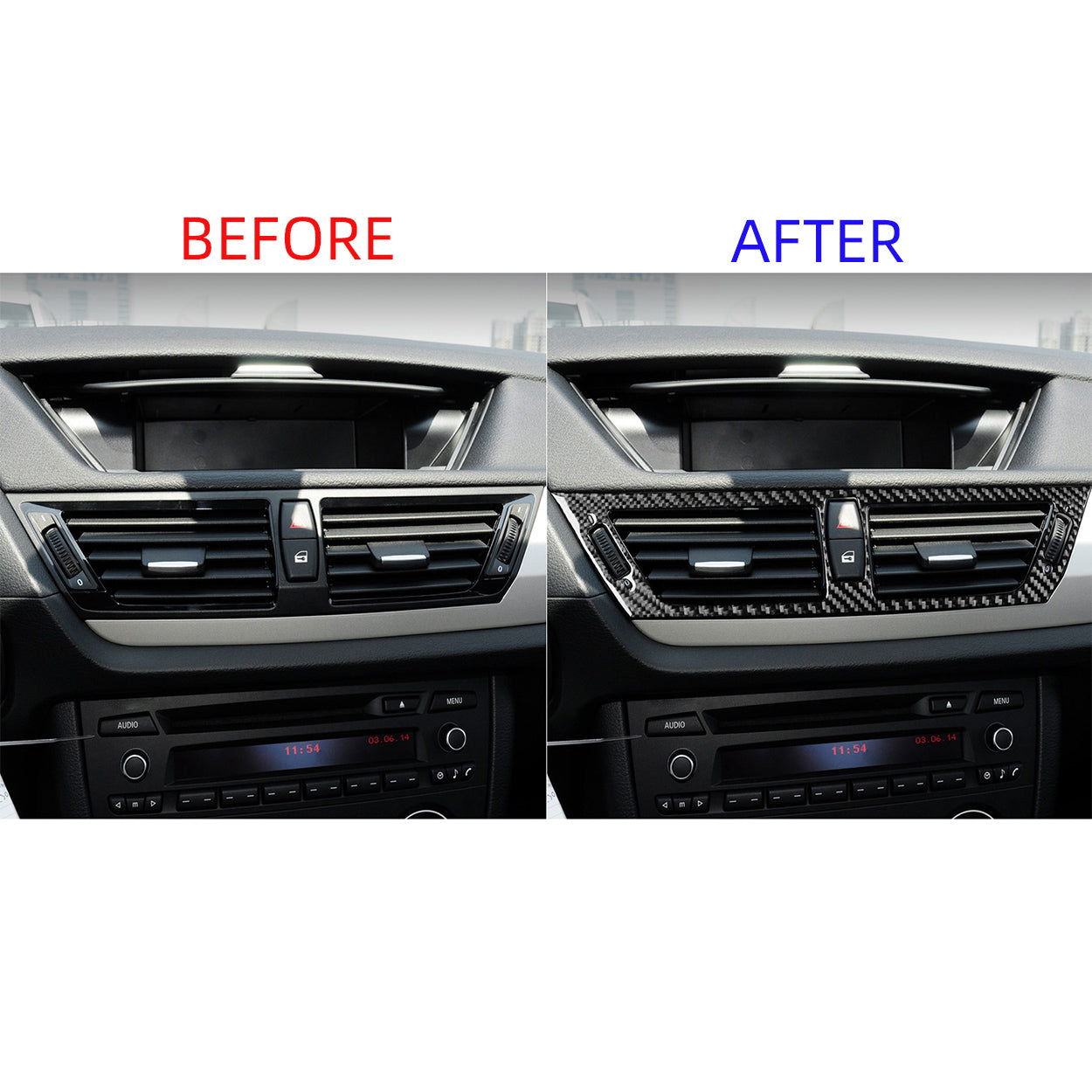 YDSSTORE Carbon Fiber  Car Dashboard Side Panel+Central AC Wind Outlet Vent Panel Decoration Sticker Set Compatible with BMW X1 E84 2013 2014 2015 Auto Interior Trim Accessories 3pcs-autoydsstore