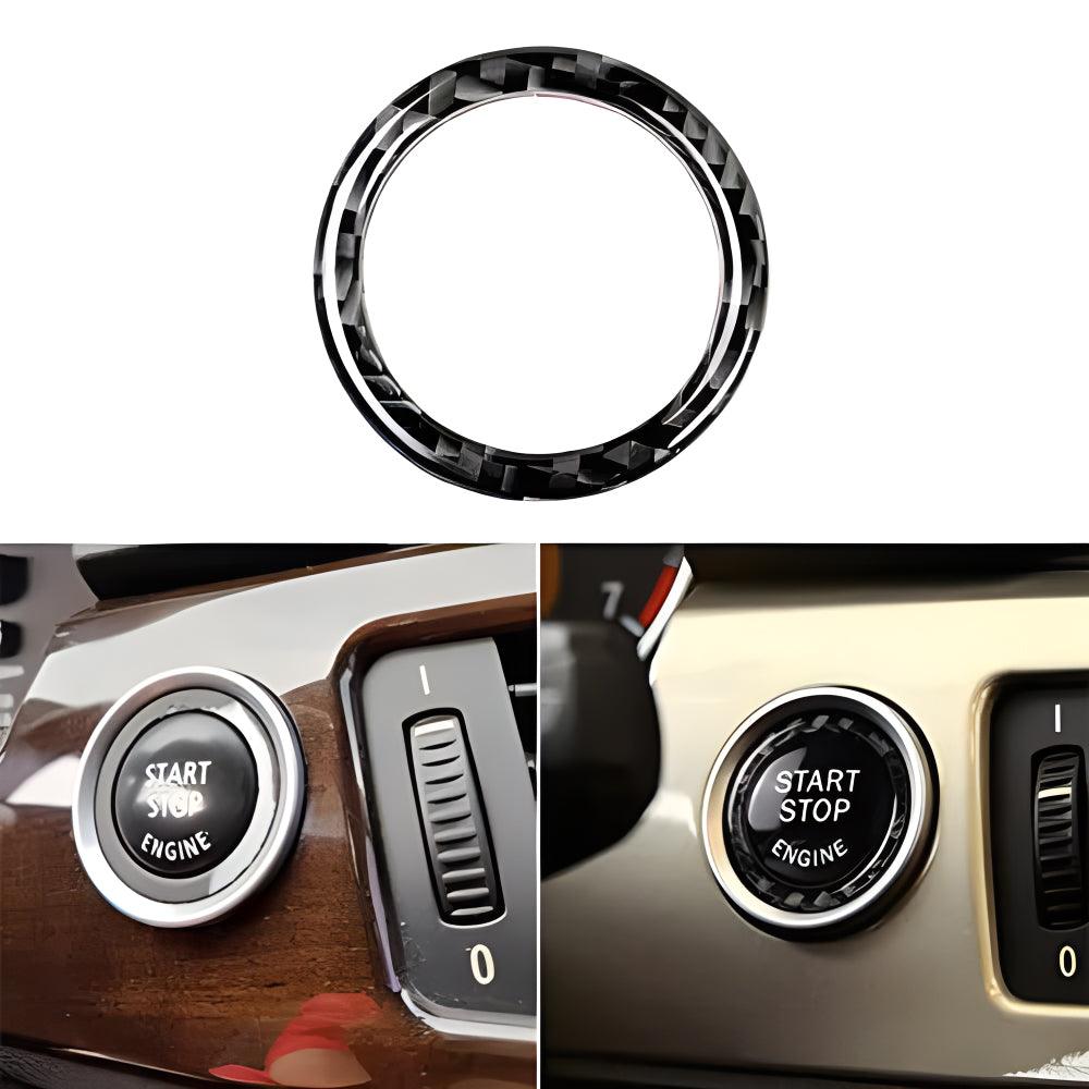YDSSTORE  Real Premium Carbon Fiber Car Engine Start Stop Ignition Button Key Ring Cover Interior Trim Compatible with BMW 3 Series E90 E92 E93 328i 335i 2009 2010 2011 2012 2012 Accessories Black-autoydsstore