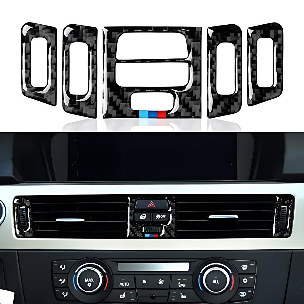 Car Center Console Panel Trim AC Vent Air Conditioner Sticker Carbon Fiber Decal fits for BMW E90 E92 E93 2006 2007 2008 2009 2010 2011 Accessories (Version A)-autoydsstore
