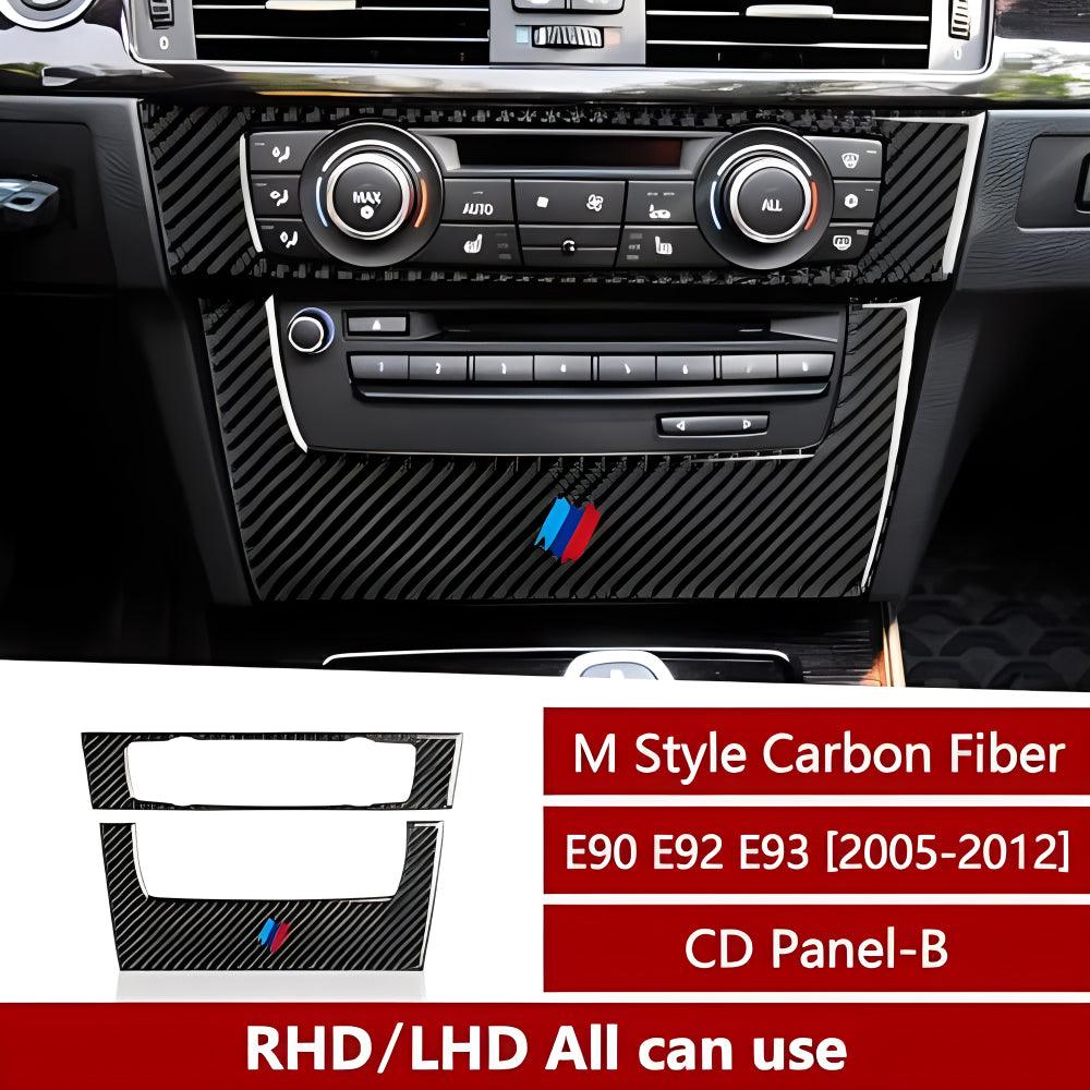 Car CD Panel Sticker Carbon Fiber Decal Trim Cover fits for BMW E90 E92 E93 2006 2007 2008 2009 2010 2011 Interior Accessories (Style B)-autoydsstore