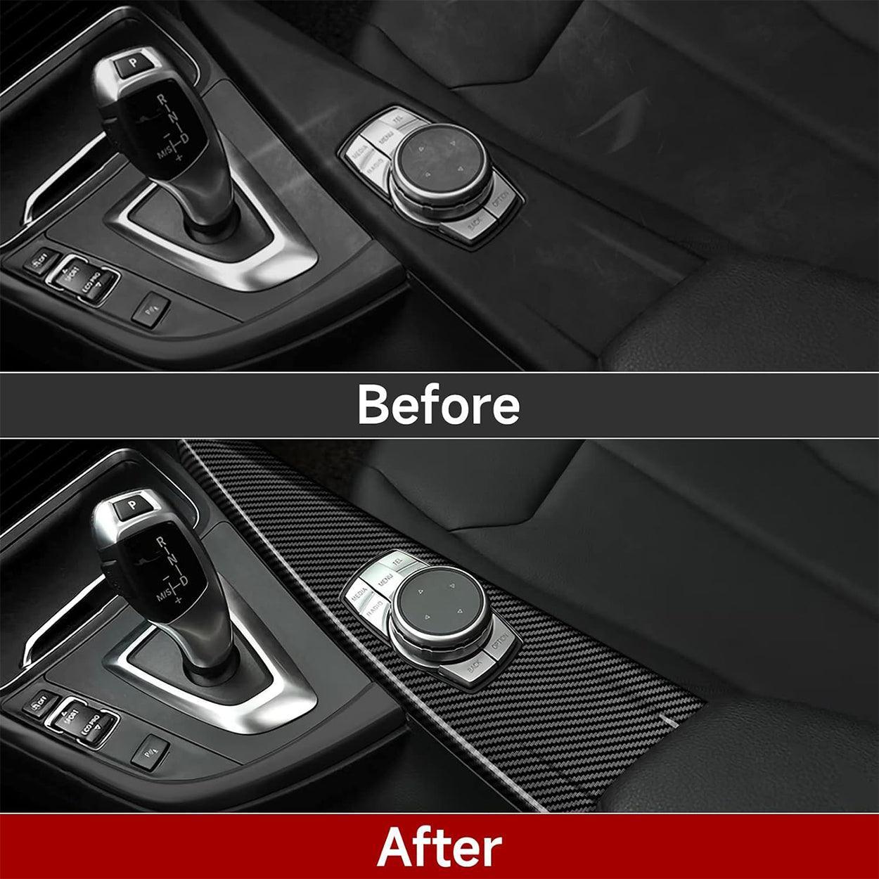 Carbon Fiber Multimedia Cover Sticker Wrap ABS Decal Trim for BMW F30 F31 F34 3GT F32 F36 Accessories - Not Compatible with F33 Convertible-autoydsstore