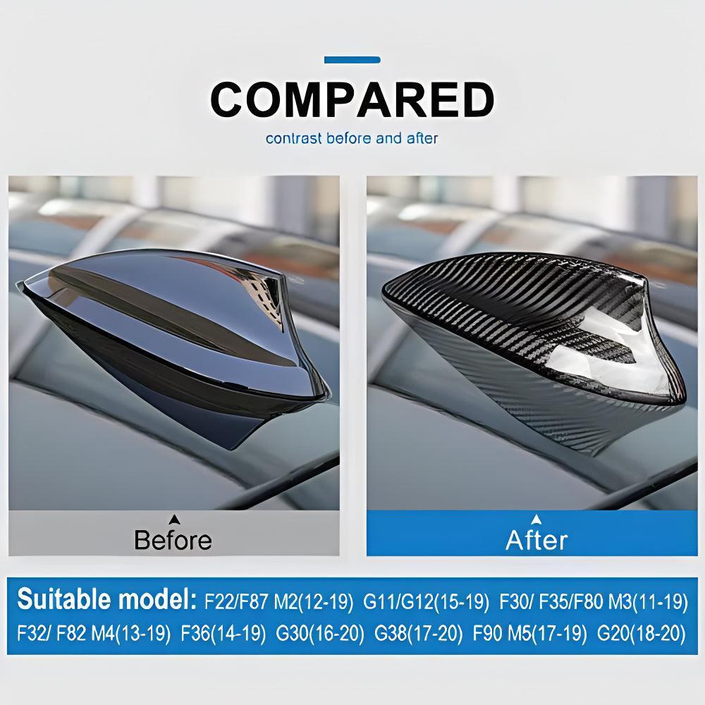 YDSSTORE Carbon Fiber Car Shark Fin Antenna Cover Radio Signal Base Sticker for BMW F22 F87 M2 F30 F35 F80 M3 G20 F32 F36 F82 M4 G30 G38 F90 M5 G11 G12 Accessories (Black)-autoydsstore