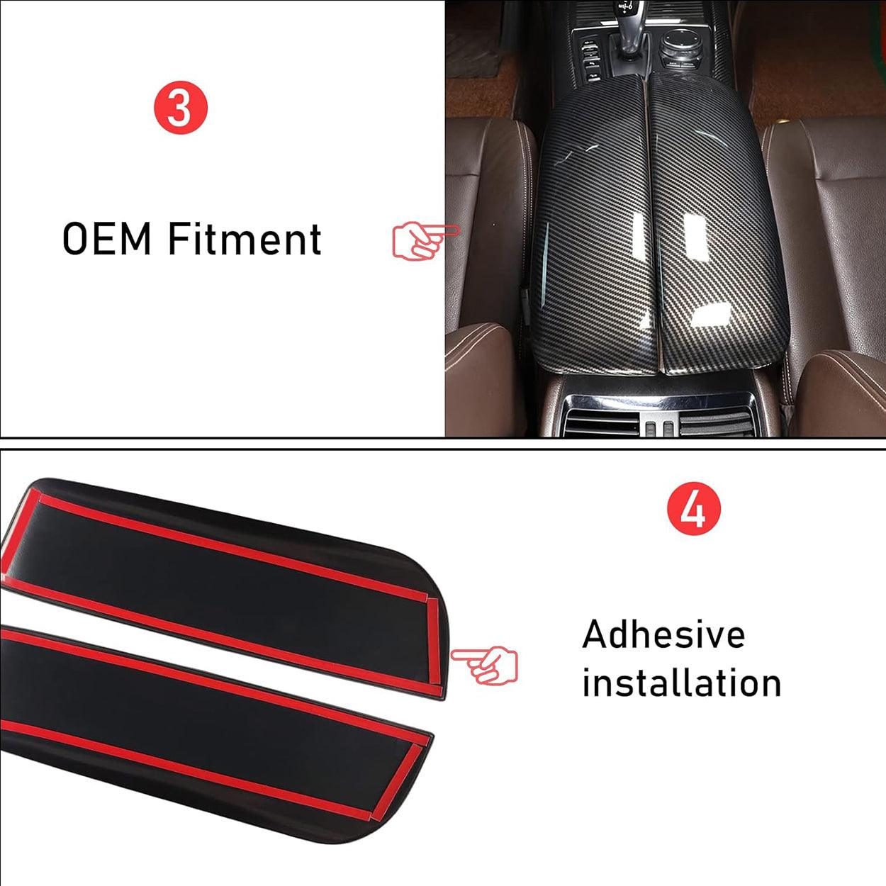 YDSSTORE  for BMW X5 X6 F15 F16 ABS Carbon Fiber Color Car Interior Center Armrest Box Cover Console Box Storage Box Trim Covers (X5 F15 F85 2014-2018 / X6 F16 F86 2015-2019)-autoydsstore