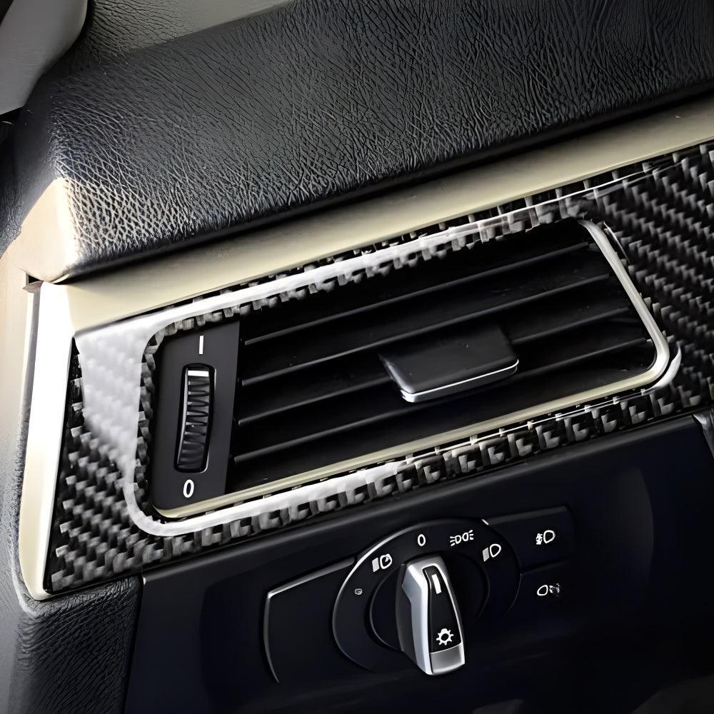 YDSSTORE  Real Premium Carbon Fiber Car Dashobard Sides Air Conditioner Vent Outlet Cover Interior Trim Compatible with BMW E90 E92 E93 325i/xi 328i/xi 330i/xi 335d/i/xi/is 2006-2012 Accessories Black-autoydsstore