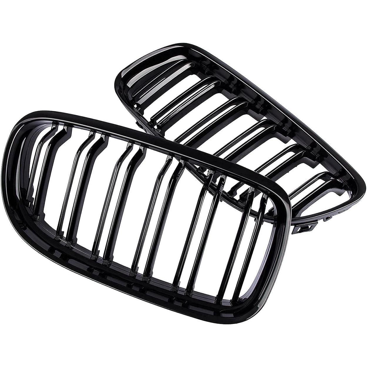 Front Bumper Kidney Grille Pair Gloss Black Double Line for 2009-2011 BMW E90 328i 318i 320i 323i 325i 330i 335i-autoydsstore