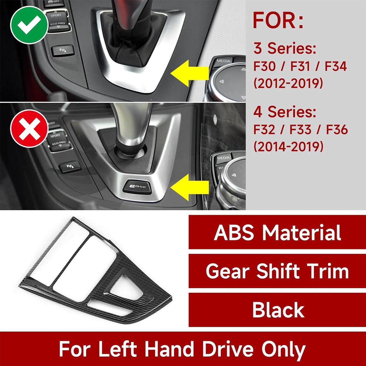 Car Trim Gear Shift Cover Carbon Style ABS Decal Trim fits for BMW F30 F31 F34 3GT F32 F33 F36 3 4 Series Accessories 2012-2019 - 330e NOT FIT-autoydsstore