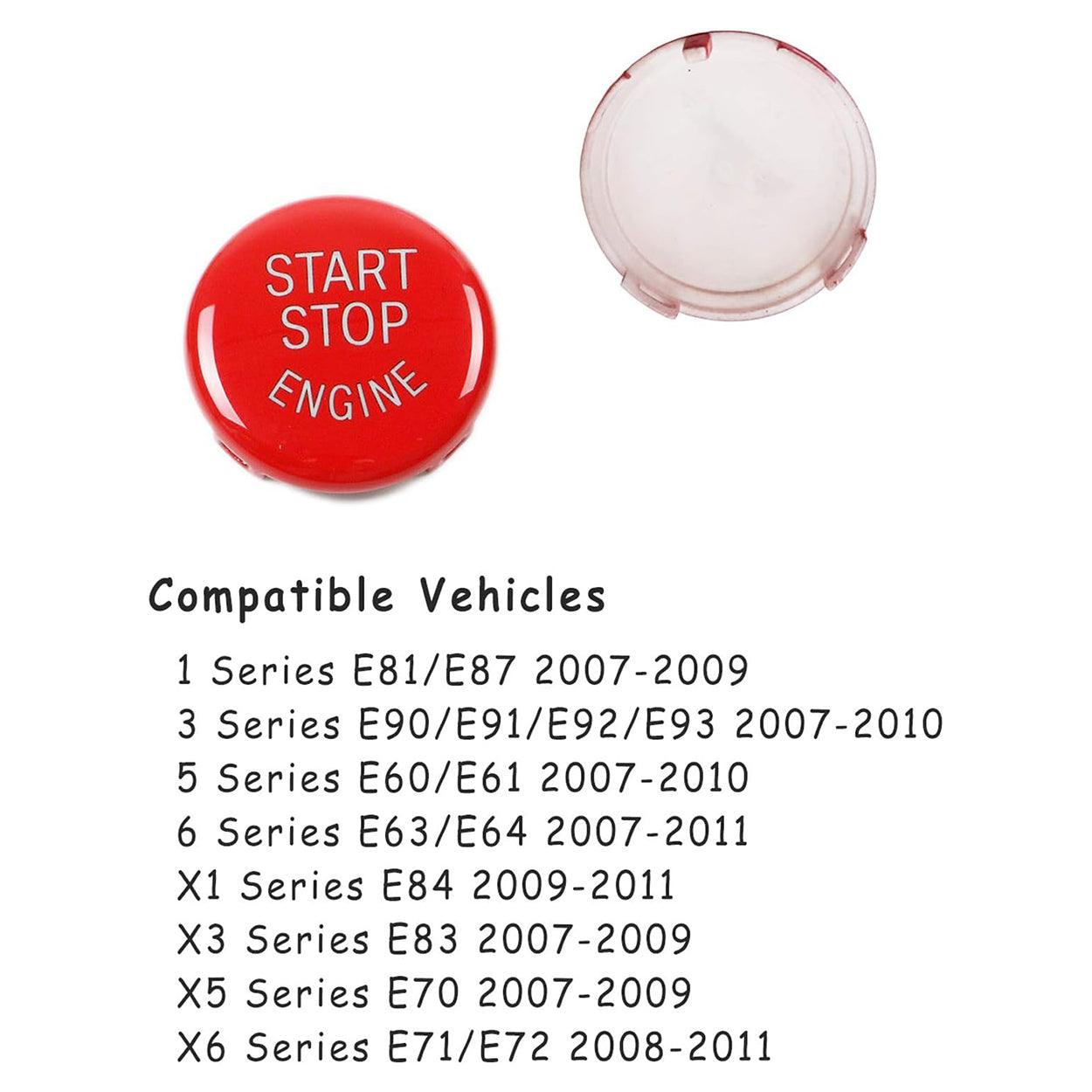 Sports Red Start Stop Button for BMW (1. 3. 5. 6 Series. X1. X3. X5. X6) - Compatible with E81. E90. E91. E60. E63. E84. E83. E70. E71 - Engine Ignition Switch Replacement-autoydsstore