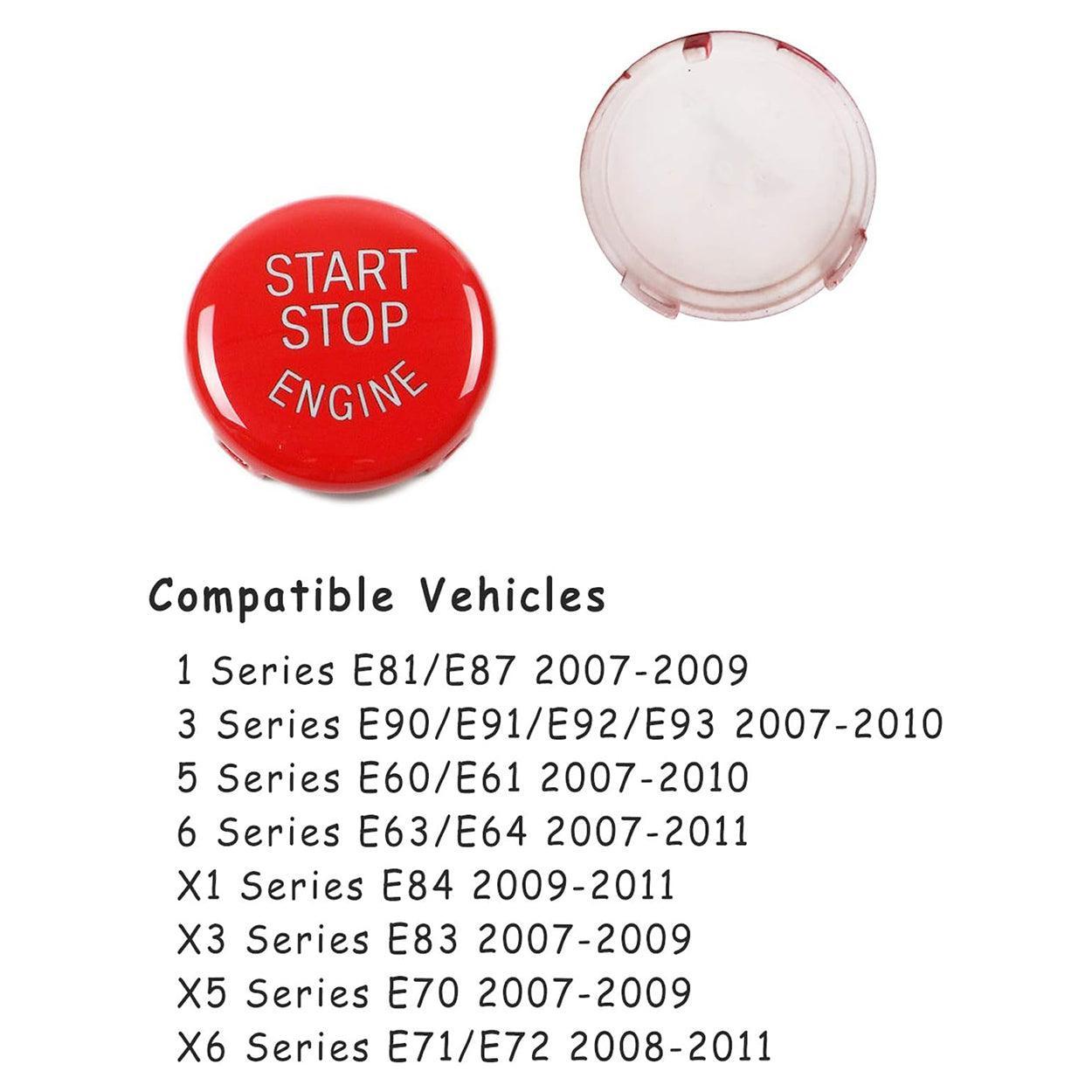 Sports Red Start Stop Button for BMW (1. 3. 5. 6 Series. X1. X3. X5. X6) - Compatible with E81. E90. E91. E60. E63. E84. E83. E70. E71 - Engine Ignition Switch Replacement-autoydsstore