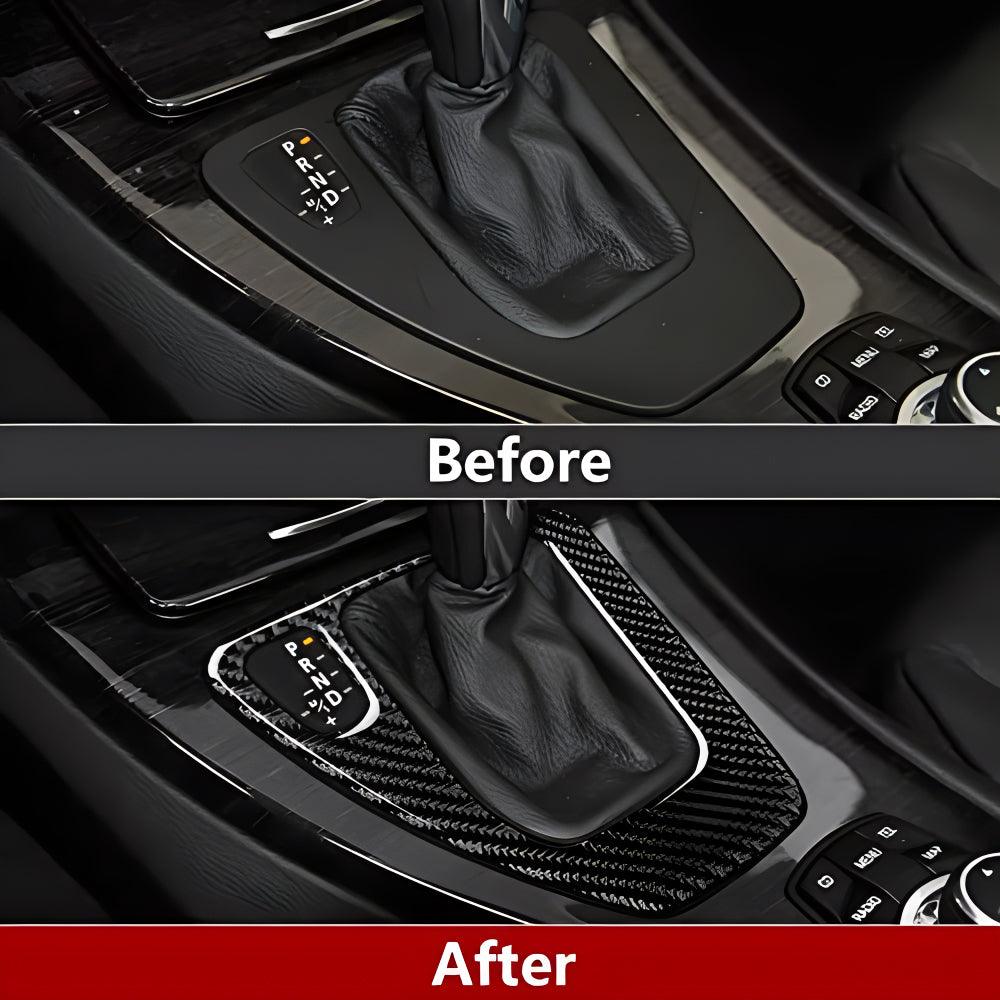 Car Gear Shift Panel Sticker Decal Carbon Fiber Trim Cover fits for BMW E90 E92 E93 2006 2007 2008 2009 2010 2011 Interior Accessories (Classic)-autoydsstore
