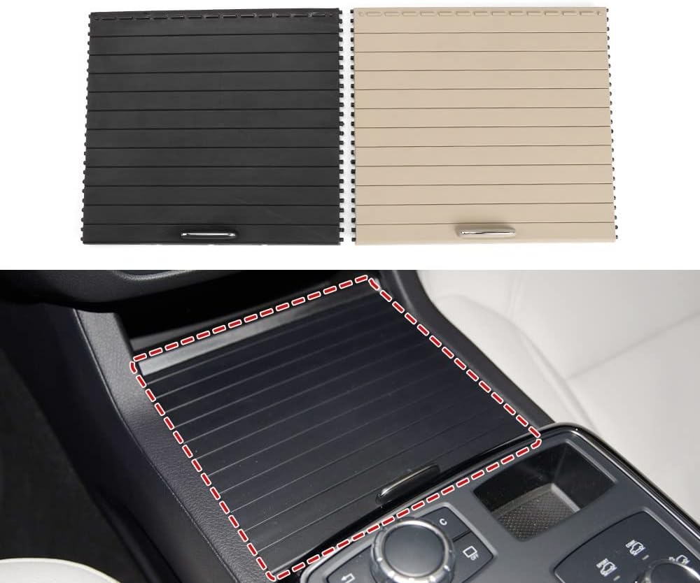 FREAZE Auto Middenconsole Luiken Bekerhouder Slide Rolgordijn Cover Fit for Mercedes Benz Ml/Gl/Gle/Gls Klasse W166 W292 2012-2018 (Color : Beige)