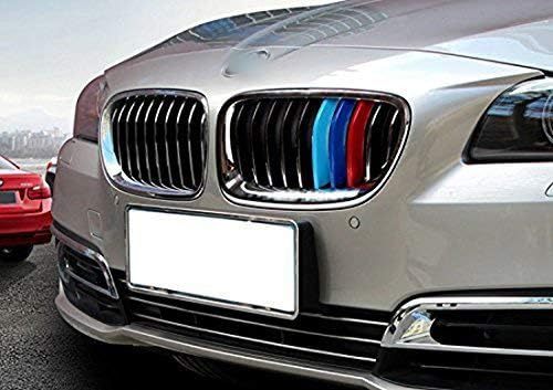 YDSSTORE M-Colored Tri Grille Insert Trim Strips for BMW F10 & F11 (2010-2016) | Compatible with 10-Beam Standard Chrome Grilles | Easy Clip-on Installation-autoydsstore