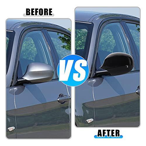 Pair Car Exterior Rear View Mirror Housing Door Wing Mirror Covering Cap for BMW 323i 328i 335d 335i Black-autoydsstore
