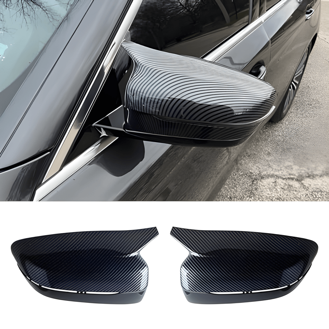 2PCS Carbon Fiber Pattern Side Mirror Covers for BMW 3 Series G20/G21 | 4 Series G22/G23/G26 | 5 Series G30/G31 | 7 Series G11/G12 | 8 Series G14/G15/G16 – Rear View Door Mirror Caps-autoydsstore