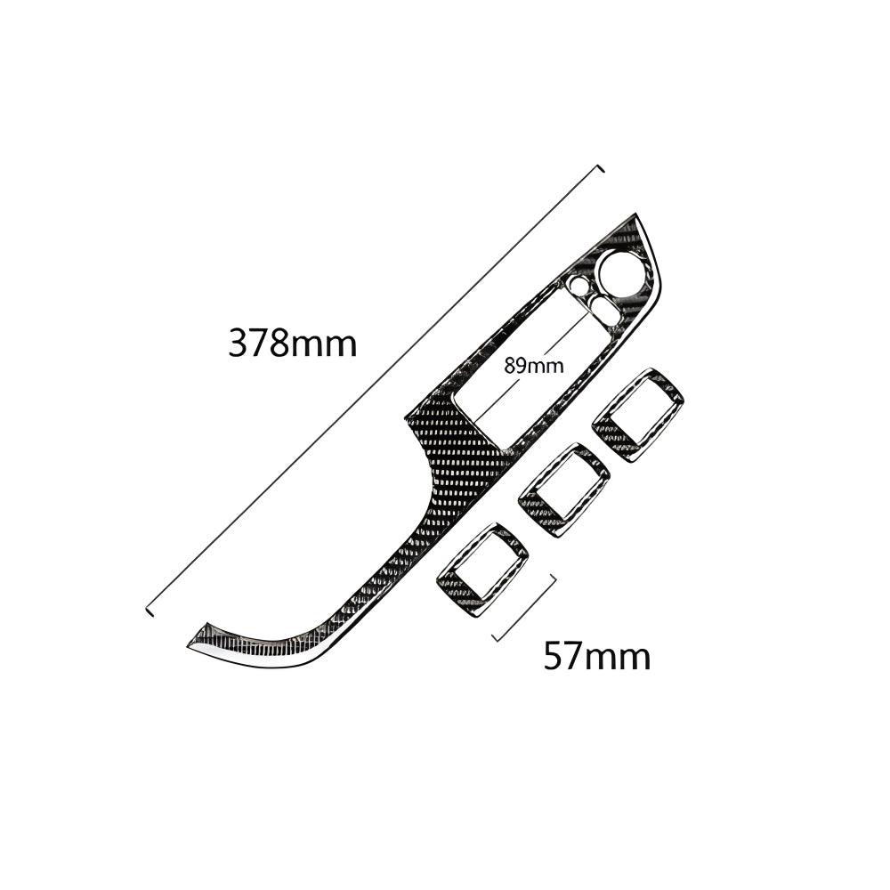 YDSSTORE Real Premium Carbon Fiber Car Window Lift Switch Panel Cover Sticker Interior Trim Compatible with BMW E90 325i 328i 330i 335i 2006-2012 Accessories Black - 378mm with Folding Button 4PCS-autoydsstore