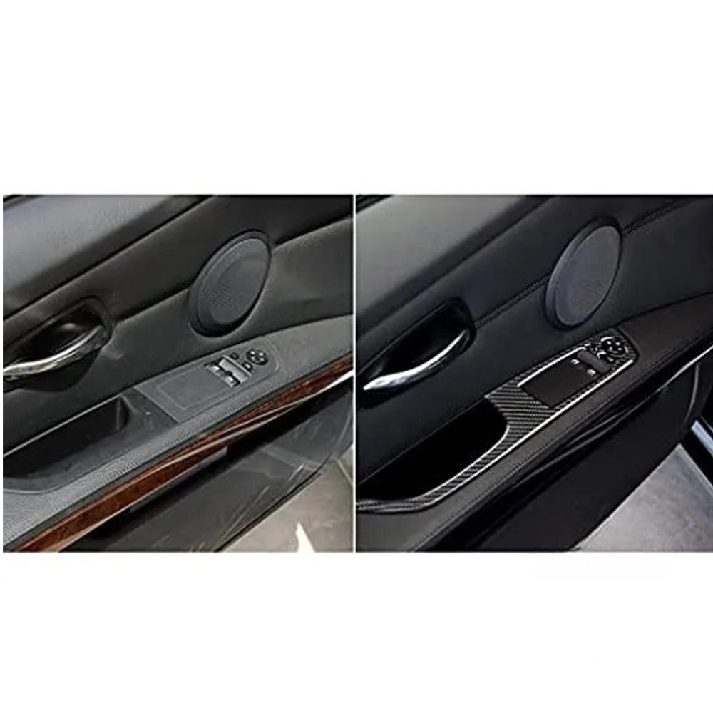 YDSSTORE Real Premium Carbon Fiber Car Window Lift Switch Panel Cover Interior Trim Compatible with BMW 3 Series E92 E93 Coupe Convertible 2006-2012 Accessories Black 2PCS-autoydsstore