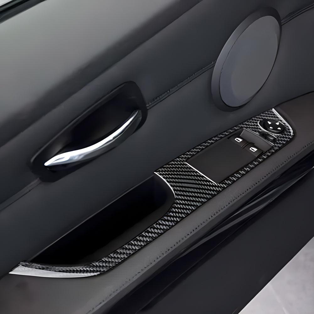 YDSSTORE Real Premium Carbon Fiber Compatible with BMW 3 Series E92 E93 2006-2012 2007 2008 2009 2010 2011 Coupe Convertible Accessories Car Window Lift Switch Panel Cover Interior Trim 2PCs Black-B-autoydsstore