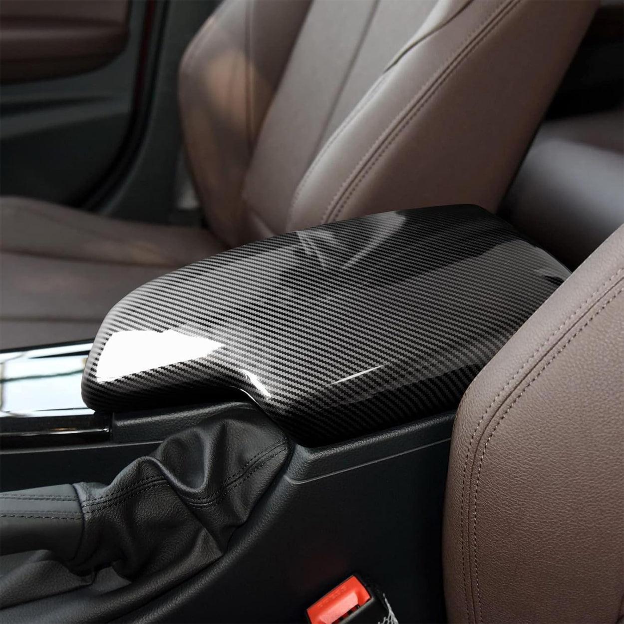 Car Armrest Cover Lid Storage Box Carbon Color ABS Trim fits for BMW F30 2012 2013 2014 2015 2016 2017 2018 2019 Accessories-autoydsstore