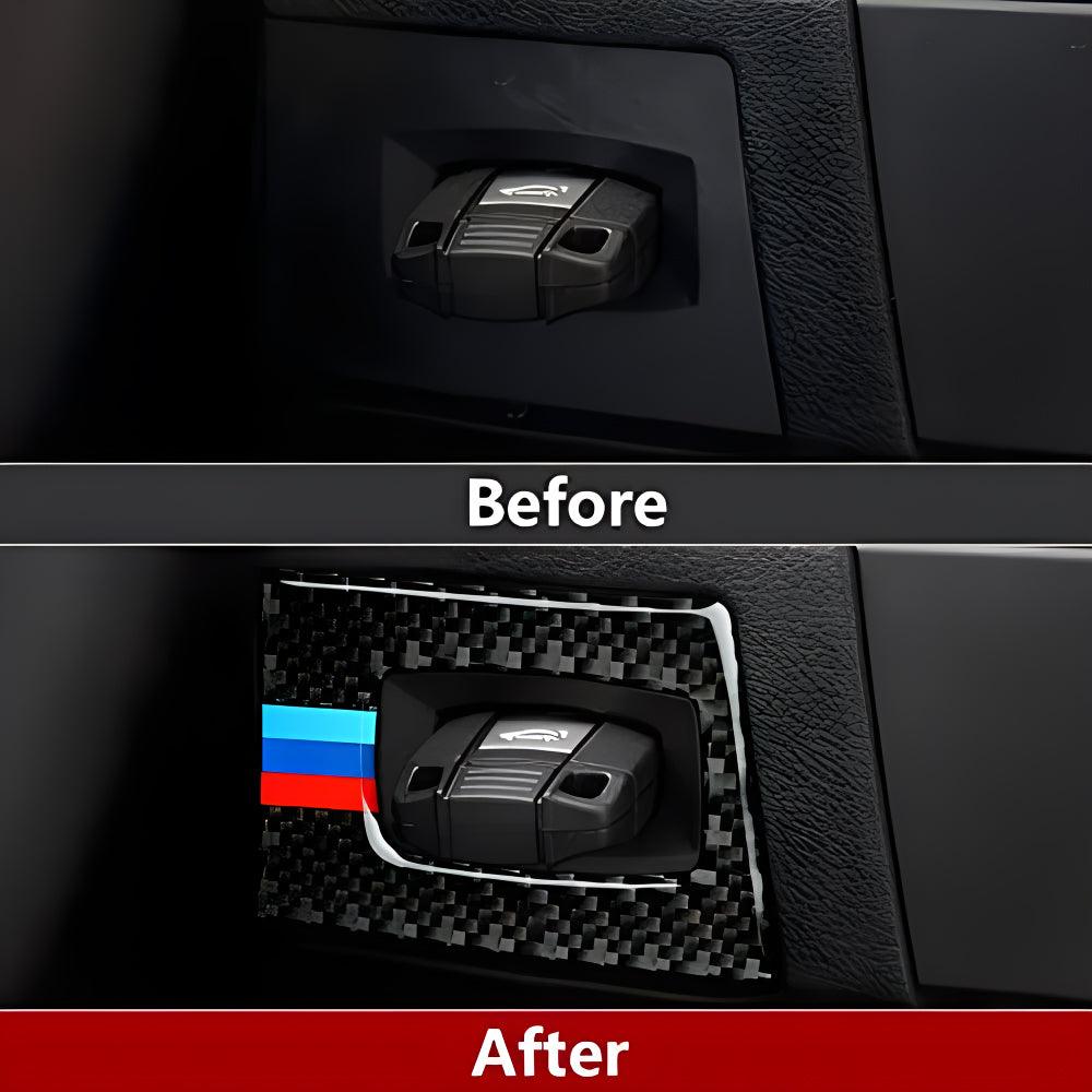 Car Key Engine Start Stop Push Start Button Frame Trim Cover Carbon Fiber Sticker Decal fits for BMW E90 E92 E93 2006 2007 2008 2009 2010 2011 Accessories-autoydsstore