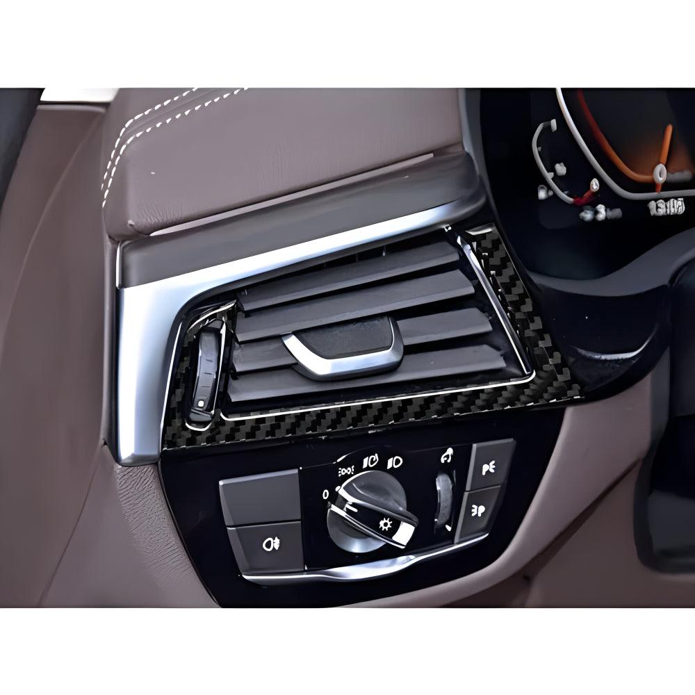 Compatible with Carbon Fiber Center Control Air Conditioner Outlet Vent Frame Trim Sticker Interior Accessories for BMW 5 Series G30 G38 525i 530i 540i 2018 2019 2020 2021 Black 3PCS-autoydsstore
