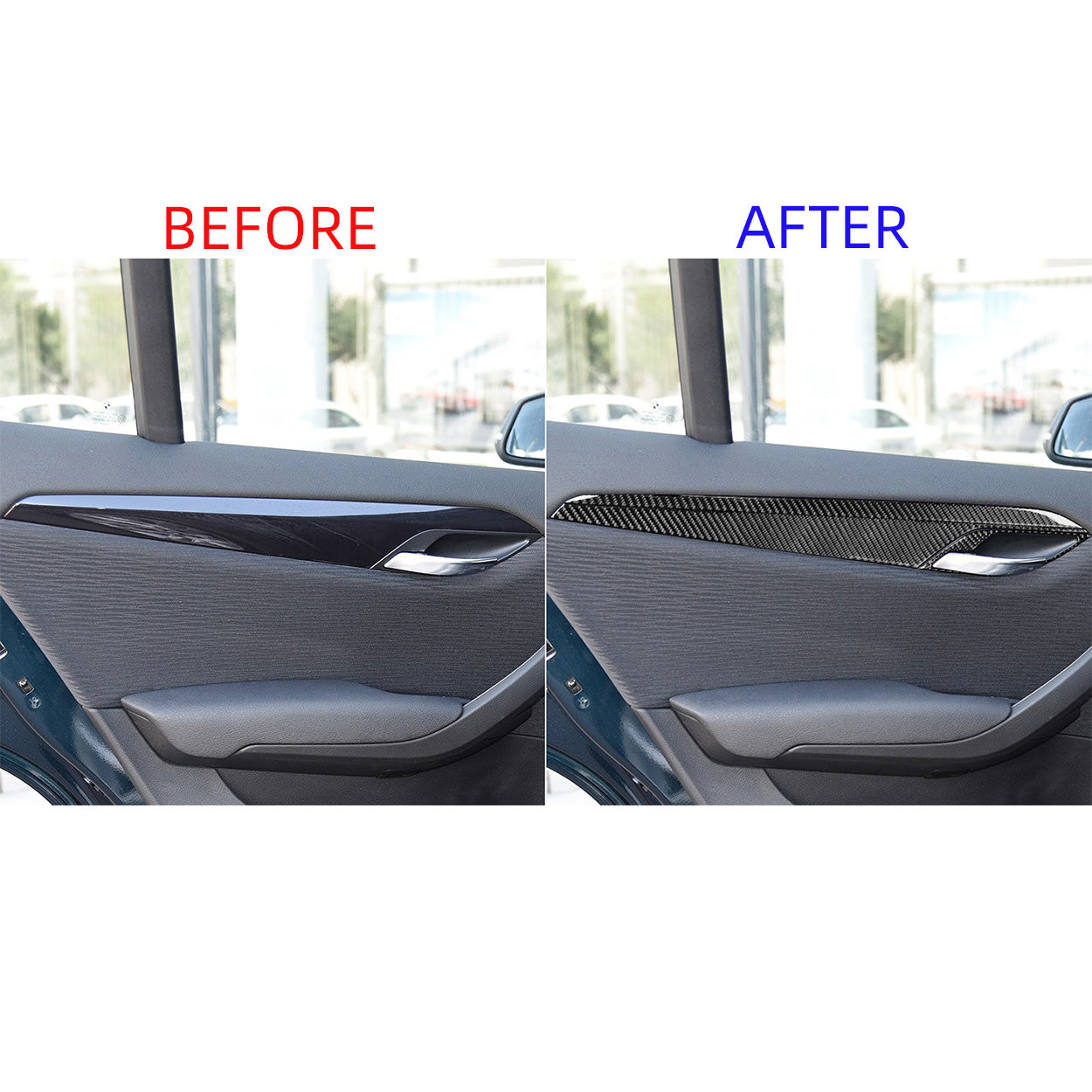 YDSSTORE Carbon Fiber  Car Inner Door Handle Panel Collision Protector Strip Cover Decoration Sticker Set Compatible with BMW X1 E84 2013 2014 2015 Auto Interior Trim Accessories 12pcs-autoydsstore