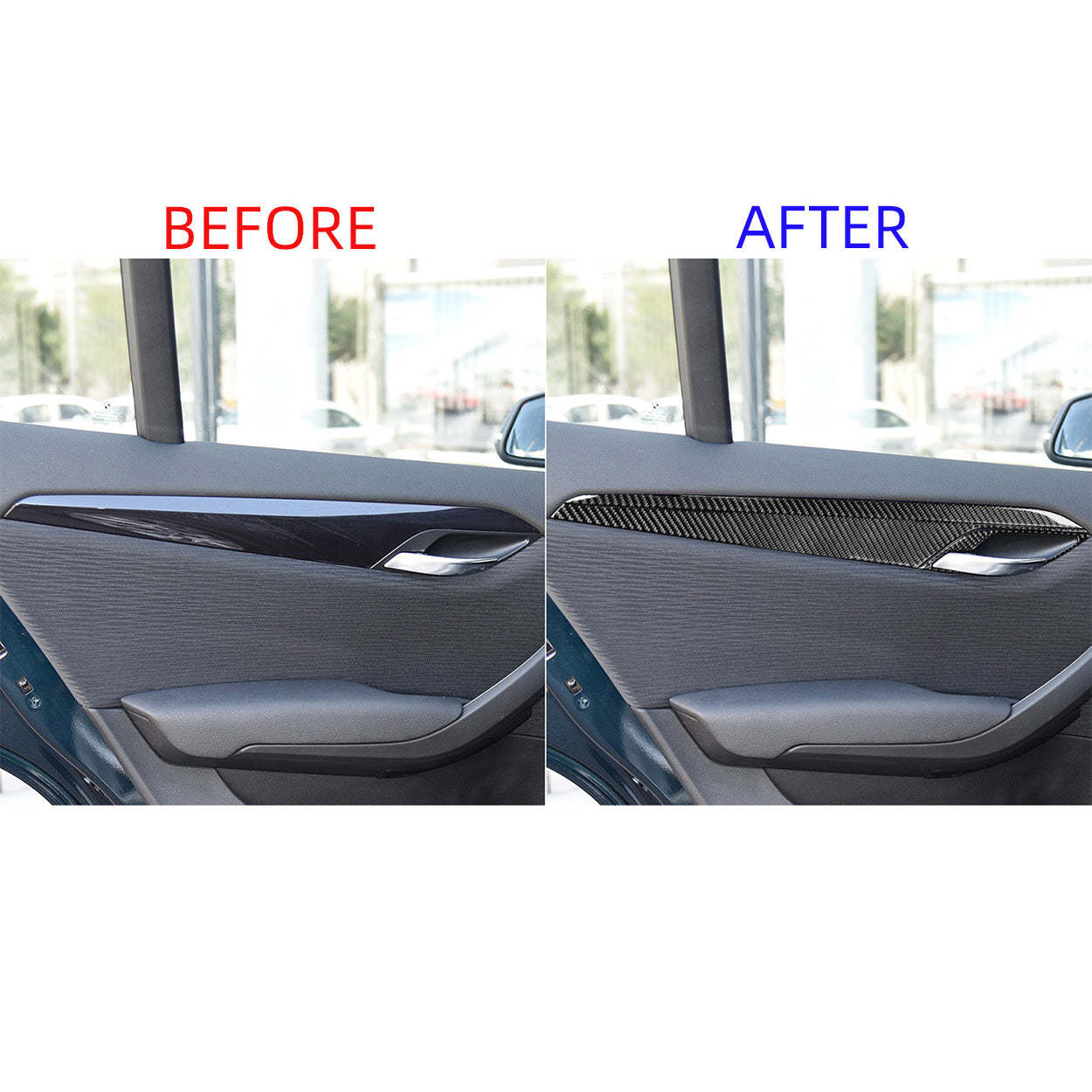 YDSSTORE Carbon Fiber  Car Inner Door Handle Panel Collision Protector Strip Cover Decoration Sticker Set Compatible with BMW X1 E84 2013 2014 2015 Auto Interior Trim Accessories 12pcs-autoydsstore