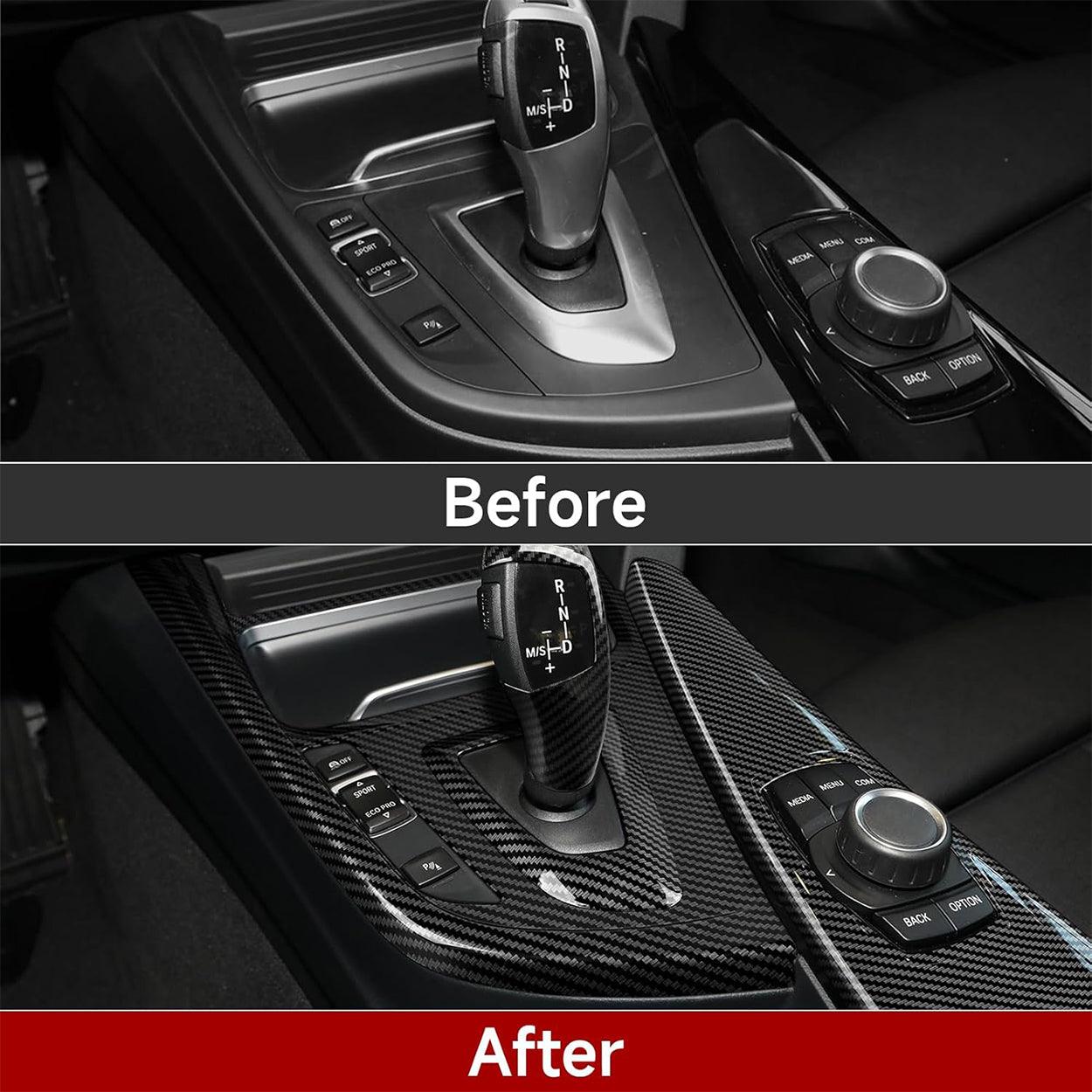 Car Trim Gear Shift Cover Carbon Style ABS Decal Trim fits for BMW F30 F31 F34 3GT F32 F33 F36 3 4 Series Accessories 2012-2019 - 330e NOT FIT-autoydsstore