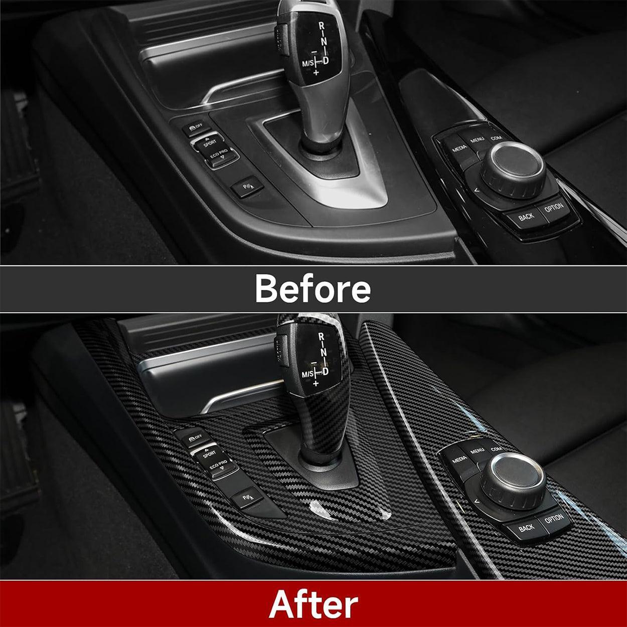 Car Trim Gear Shift Cover Carbon Style ABS Decal Trim fits for BMW F30 F31 F34 3GT F32 F33 F36 3 4 Series Accessories 2012-2019 - 330e NOT FIT-autoydsstore