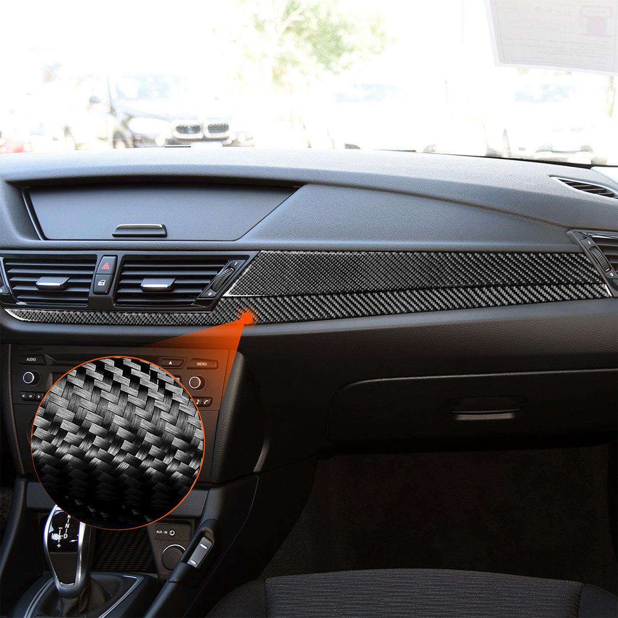 YDSSTORE Carbon Fiber  Car Co-Pilot Dashboard Panel Anti-Scratch Strip Cover Decoration Sticker Compatible with BMW X1 E84 2013 2014 2015 Auto Interior Trim Accessories 2pcs-autoydsstore