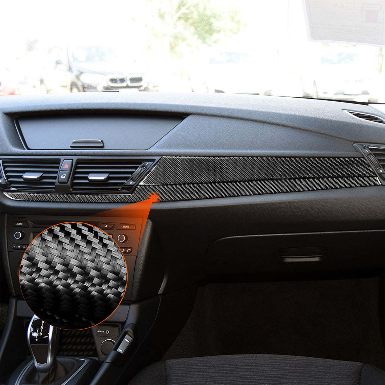YDSSTORE Carbon Fiber  Car Co-Pilot Dashboard Panel Anti-Scratch Strip Cover Decoration Sticker Compatible with BMW X1 E84 2013 2014 2015 Auto Interior Trim Accessories 2pcs-autoydsstore