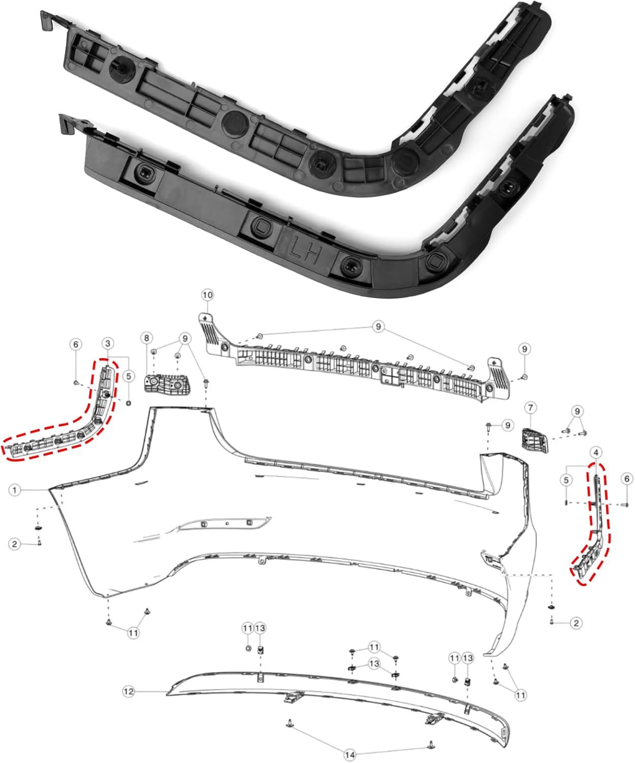 For Tesla Model 3 Rear Bumper Bracket Left & Right Rear Fender Bumper | YDSSTORE