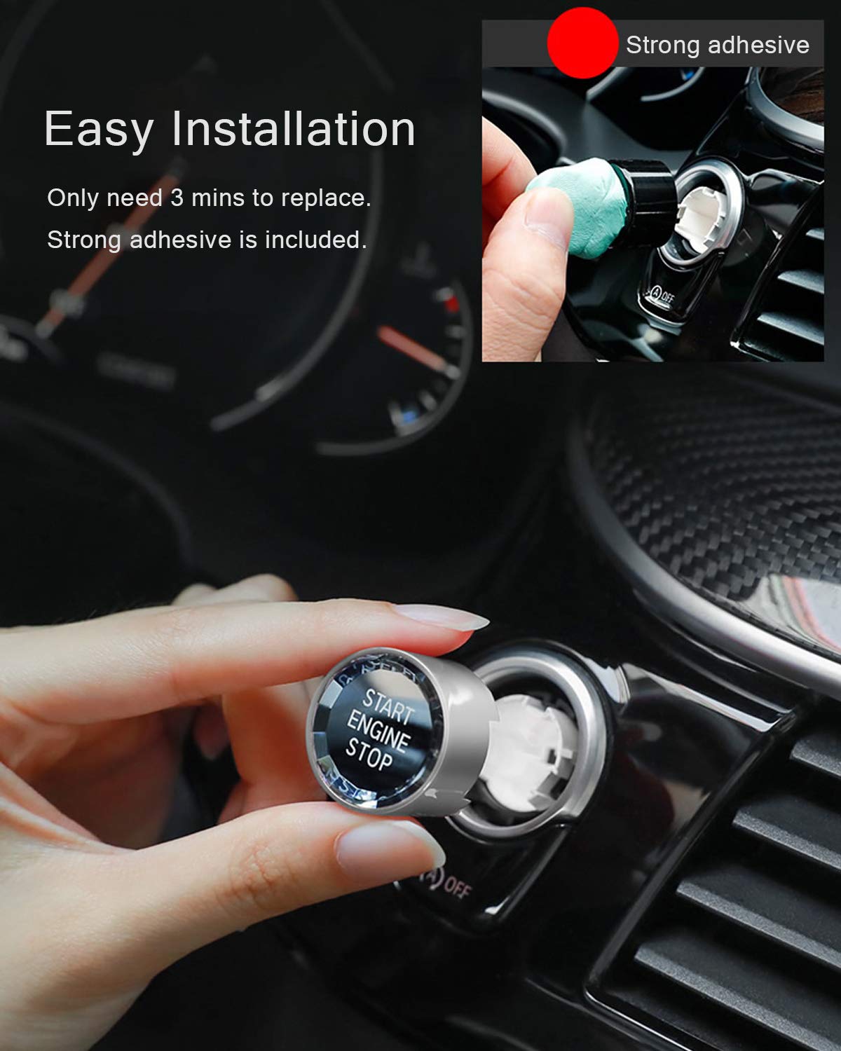 For BMW F-Chassis Crystal Start Stop Button Covers | YDSSTORE
