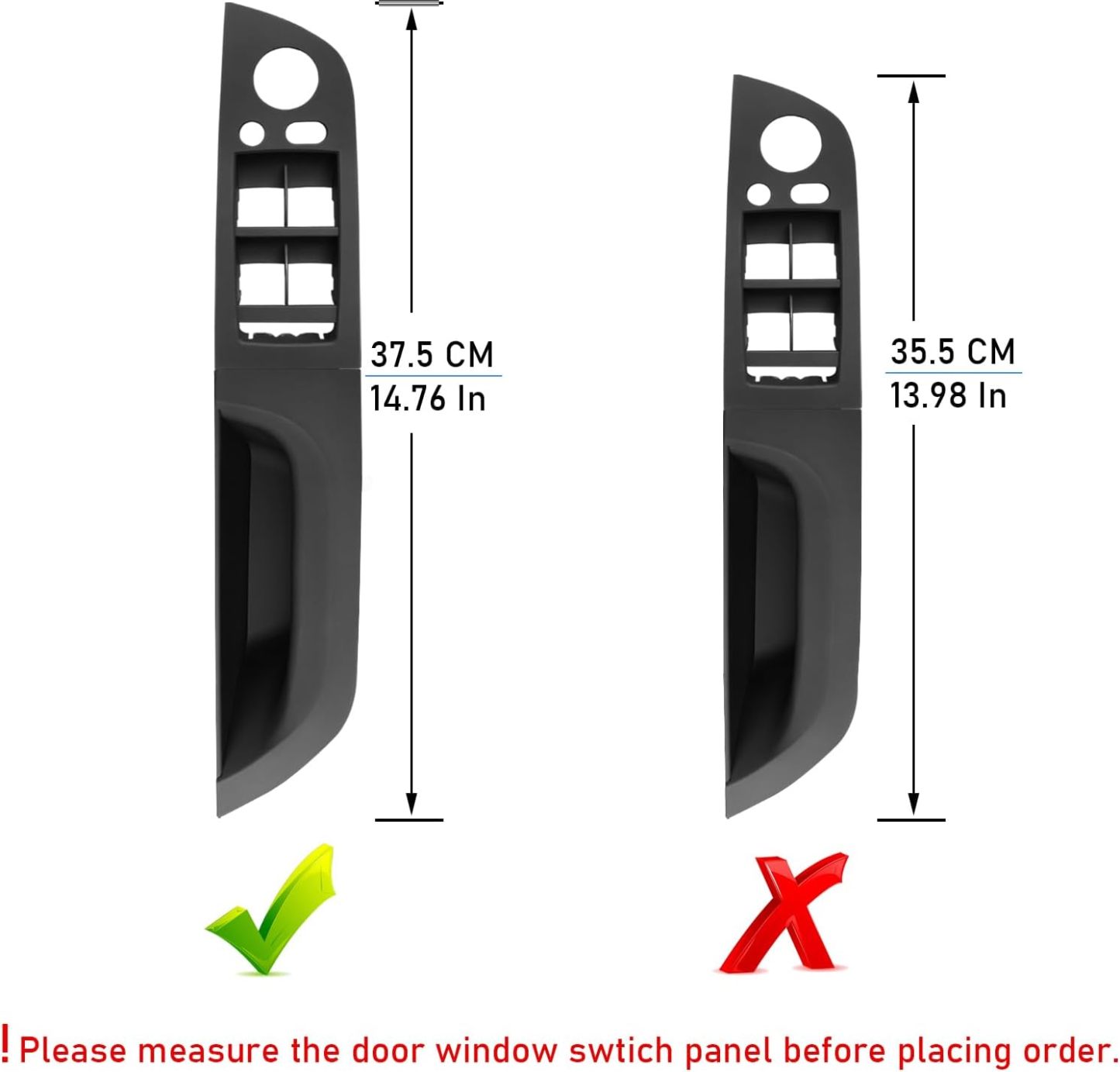 For BMW 3  E90/E91 Driver Side Pull Handle Cover and Window Switch Panel (14.76inch-Black)|YDSSTORE