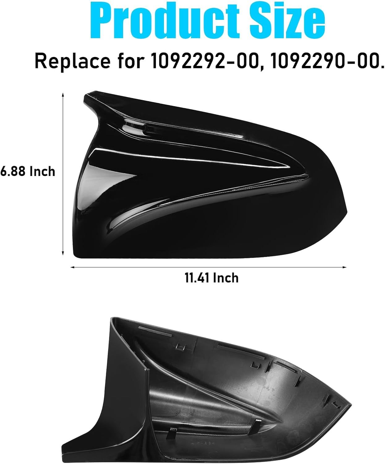 YDSSTORE Compatible with Tesla Model 3 Side Mirror Cover 2017-2024. Horns M Style Glossy Black Rear View Mirror Cover. Clip-on Left Driver &Right Passenger Side Mirror Caps for Tesla Model 3 Accessories-autoydsstore