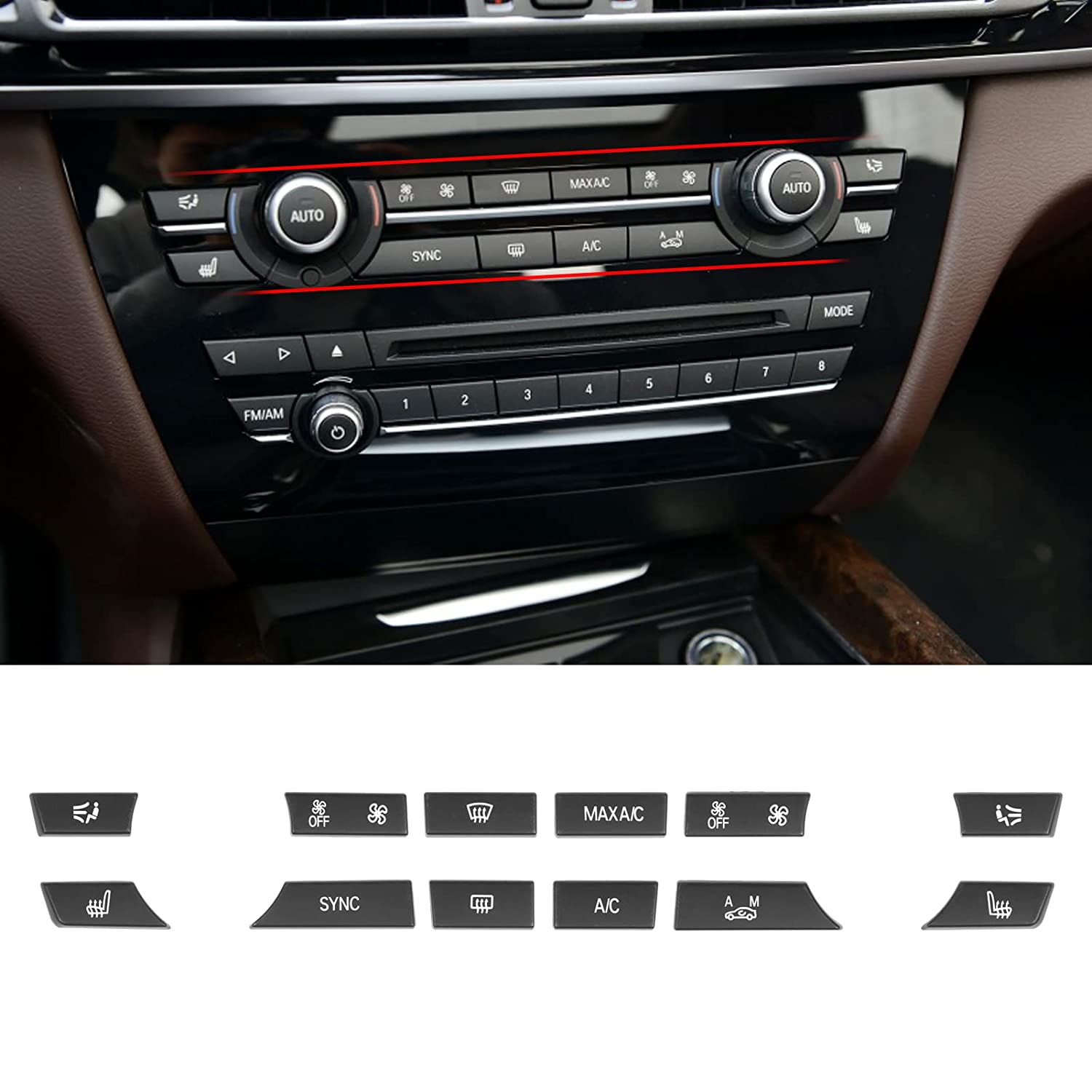 For BMW 5'/6'/7'/X5/X6 Climate Control Button Covers 12PCS | YDSSTORE