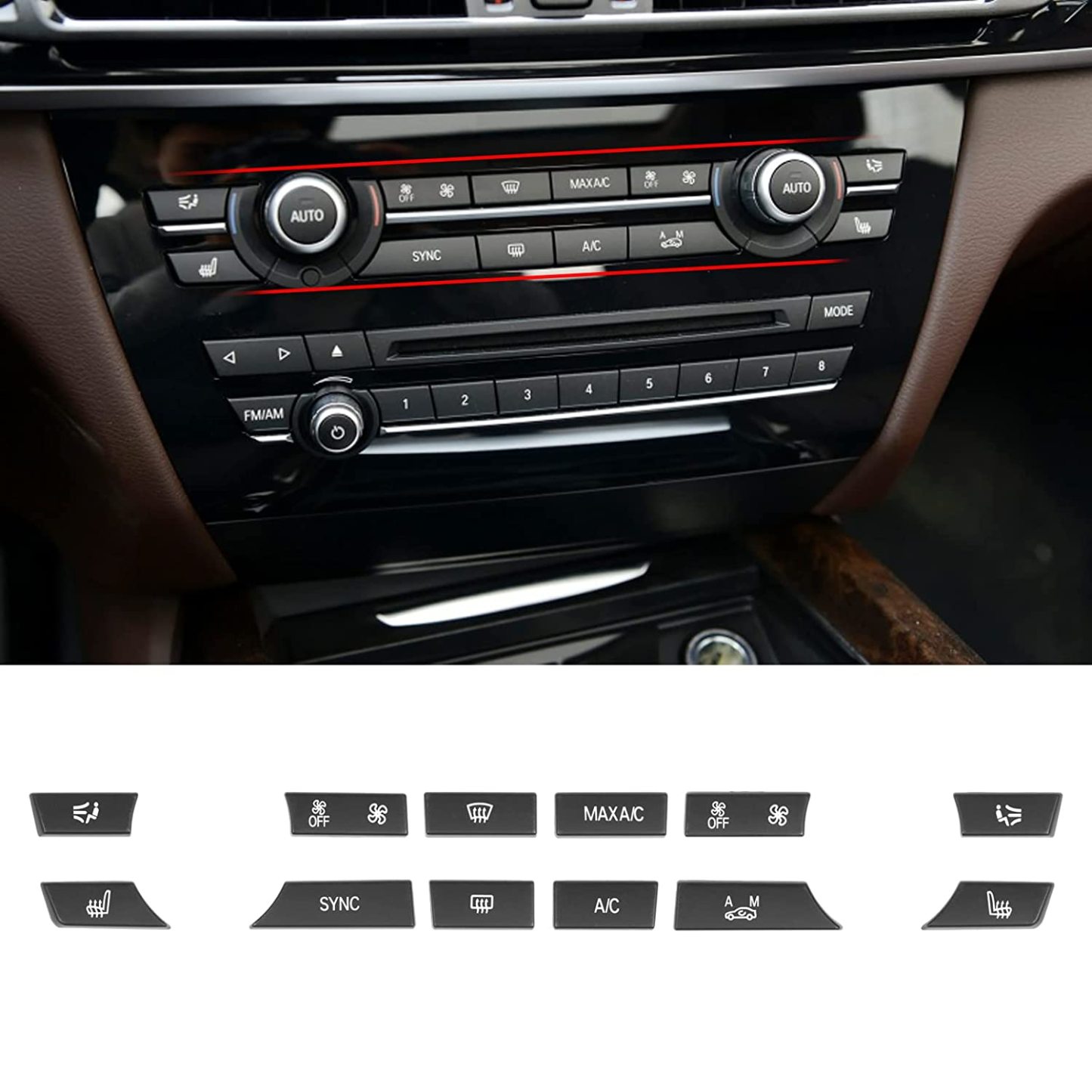 For BMW 5'/6'/7'/X5/X6 Climate Control Button Covers 12PCS | YDSSTORE