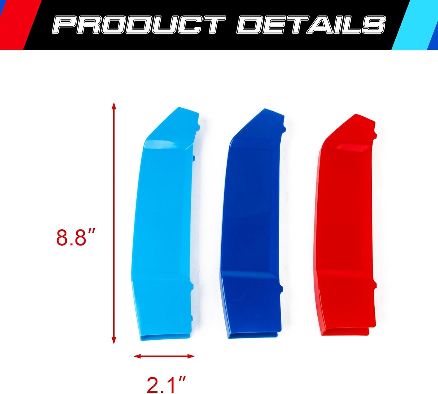 YDSSTORE  M-Colored Tri-Grille Insert Trim Strips for BMW X3 G01 & X4 G02 (2022-2023) | 7-Beam Front Center Kidney Grilles | Easy Clip-on Installation. Not for M40i Models-autoydsstore