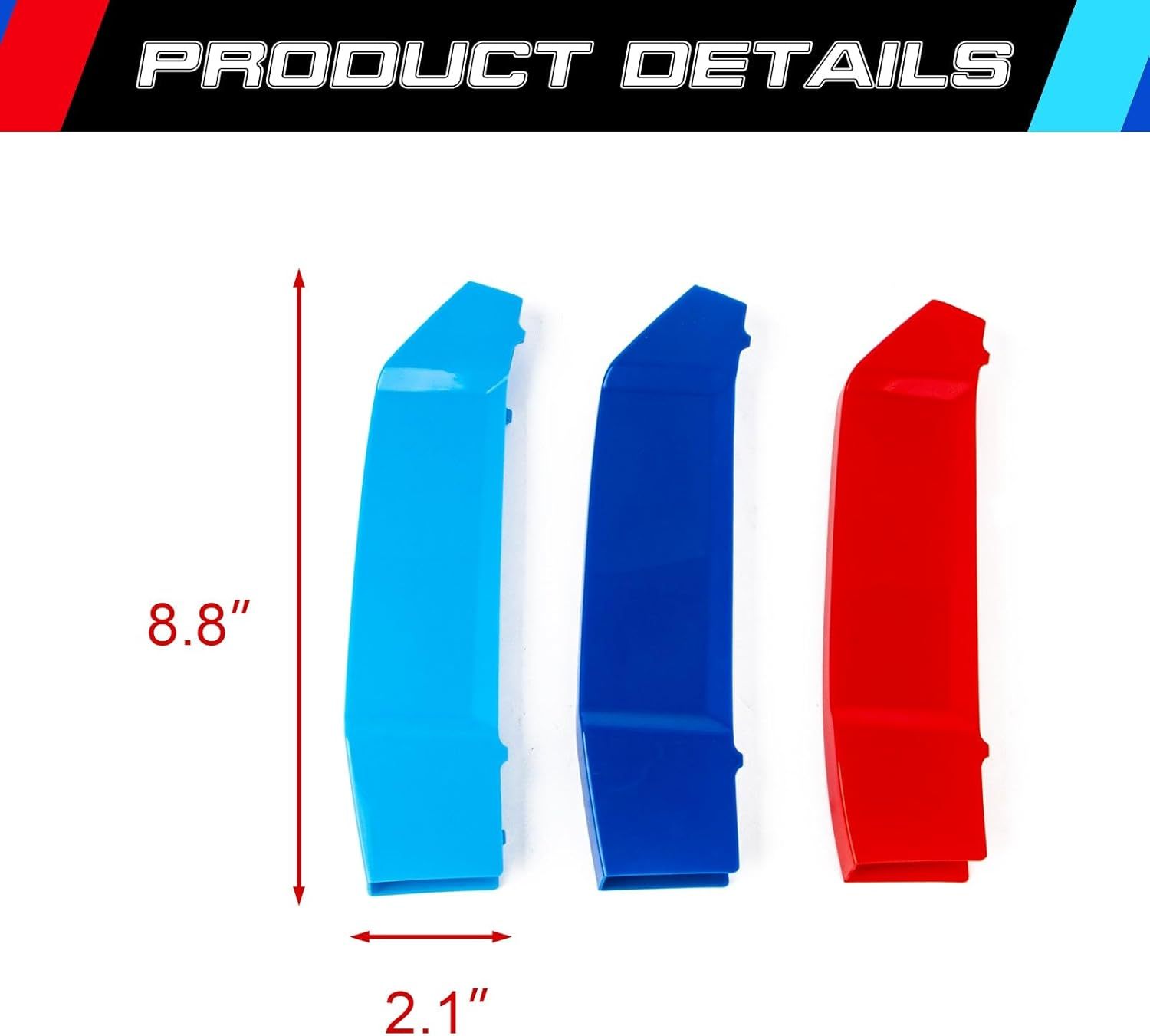 YDSSTORE  M-Colored Tri-Grille Insert Trim Strips for BMW X3 G01 & X4 G02 (2022-2023) | 7-Beam Front Center Kidney Grilles | Easy Clip-on Installation. Not for M40i Models-autoydsstore