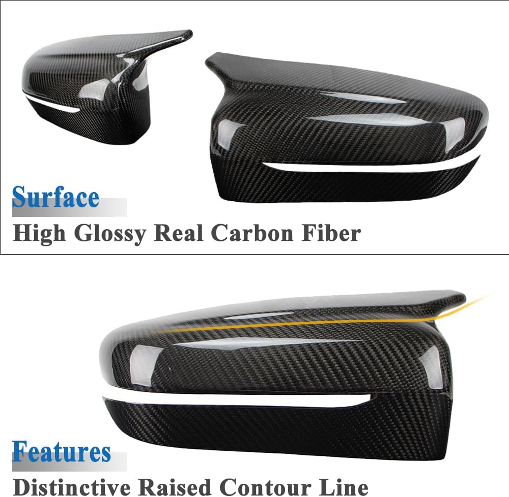 YDSSTORE  Dry Carbon Fiber  Mirror Cap Overlays for 2018-2023 BMW M5 F90. 2019-2023 M8 F91 F92 F93 – Add-On Style-autoydsstore