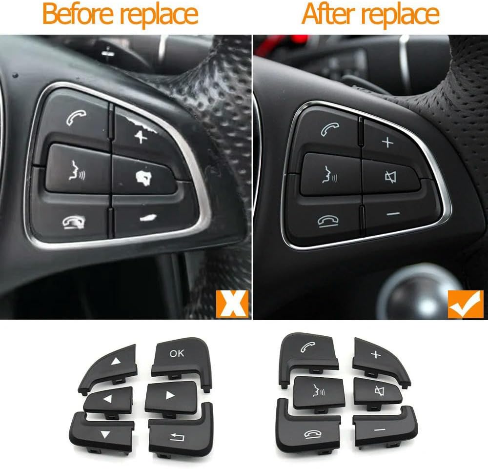 Button Trim Cover for Mercedes-Benz A/B GLA GLS GLE V Class W176 W246 W156 W166 W292 W117 W218 W231. Car Steering Wheel Button Kit