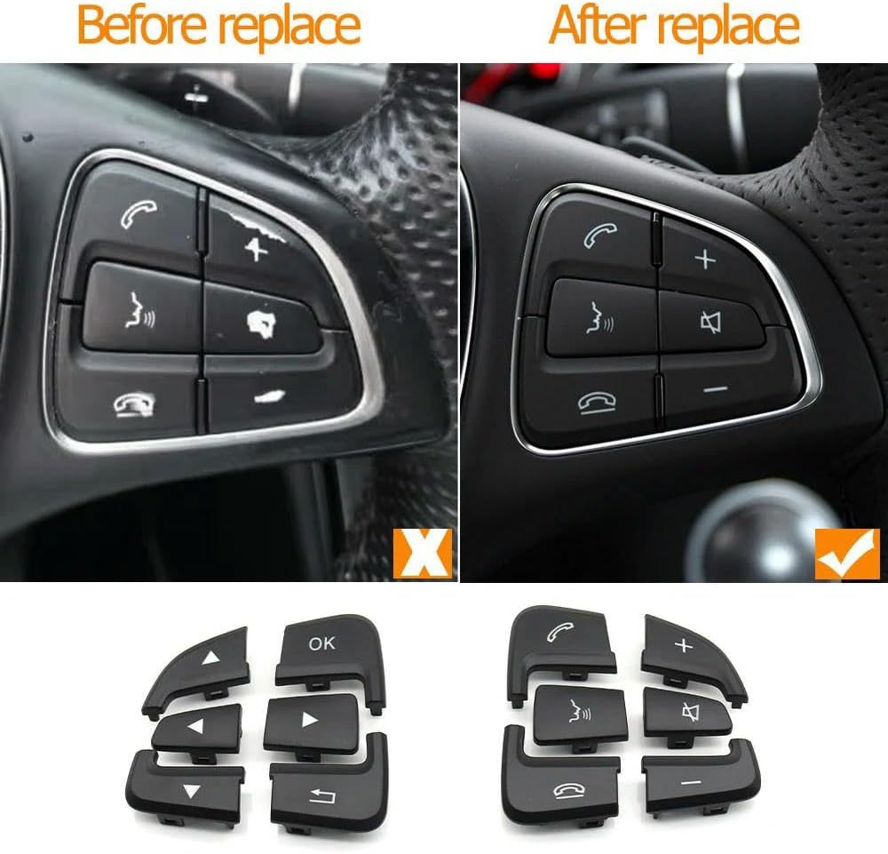 Button Trim Cover for Mercedes-Benz A/B GLA GLS GLE V Class W176 W246 W156 W166 W292 W117 W218 W231. Car Steering Wheel Button Kit