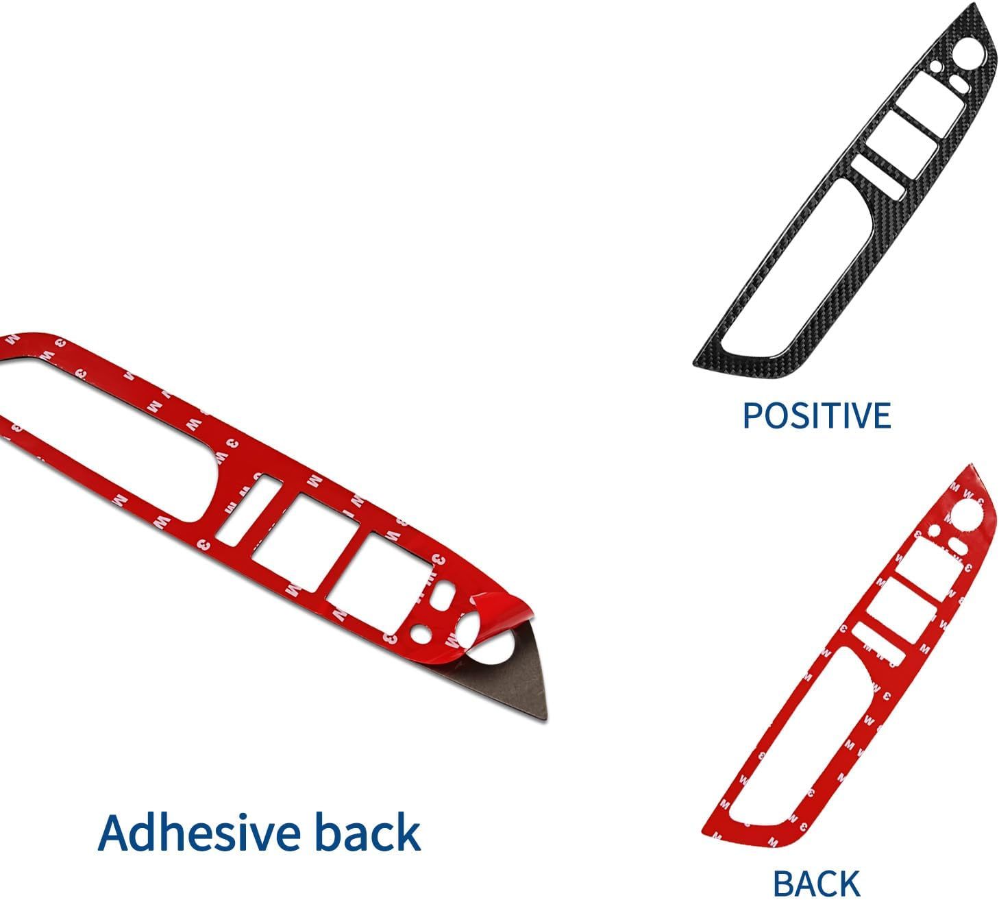 YDSSTORE Carbon Fiber Center Console Car Door Window Rising Control Button Panel Cover Trim Interior Accessories for BMW X5 X6 E70 E71 (2008-2013) – 4pc Black-autoydsstore