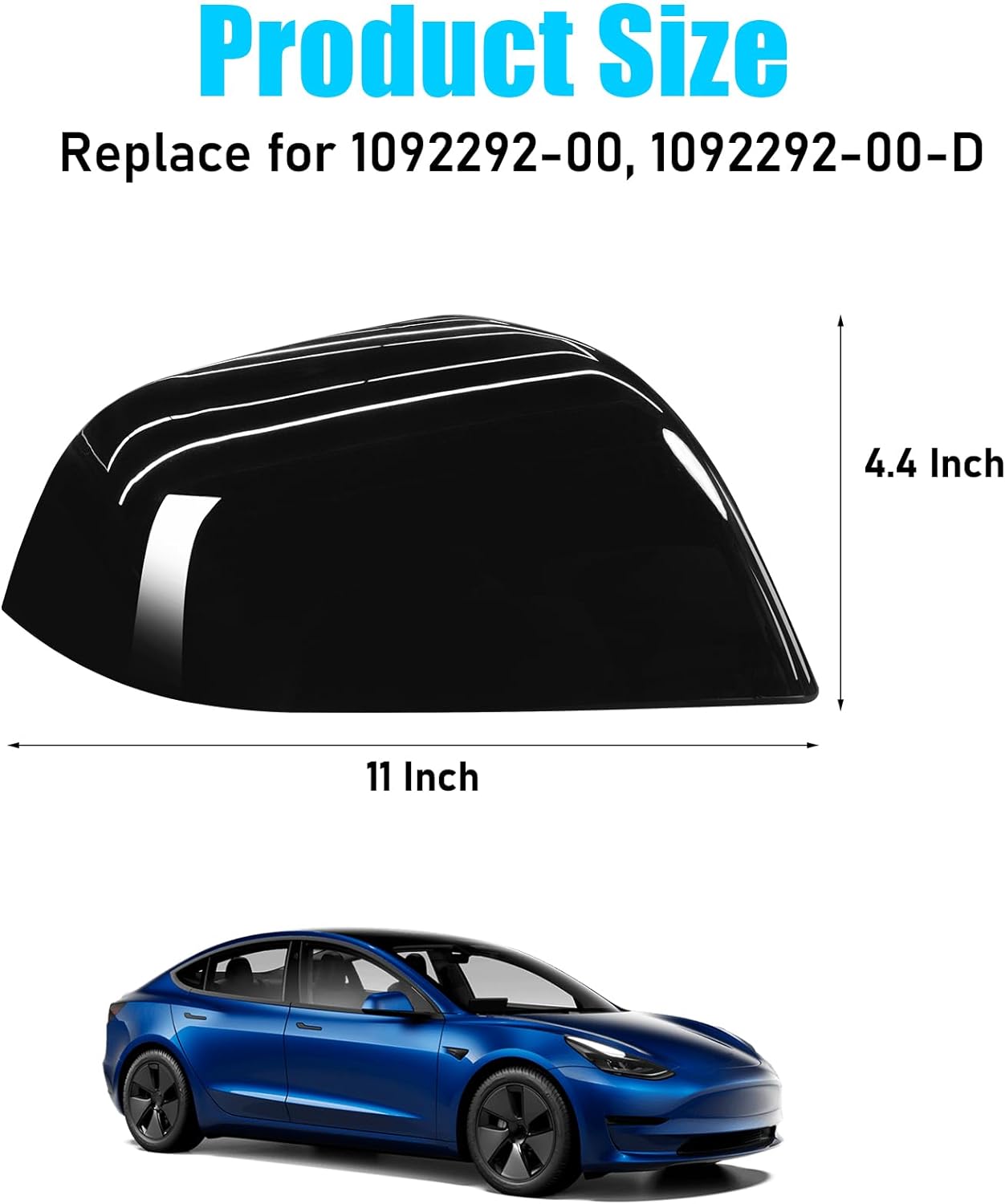 YDSSTORE Compatible with Tesla Model 3 Side Mirror Cover Replacement 2017 2018 2019 2020 2021 2022 2023. Passenger Side Rear View Mirror Cover. Door Wing Mirror Cover Caps for Model 3 Accessories(Black)-autoydsstore